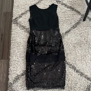 BCBGMaxAzria Black Sequin Midi Dress